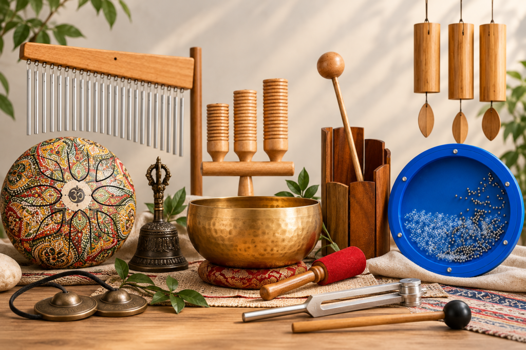Sound Healing Course with singing bowls and sound healing instruments